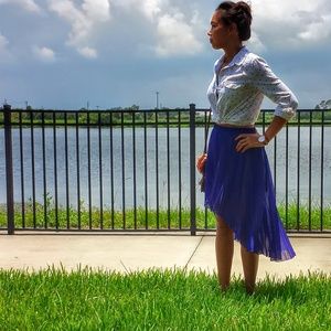 Jessica Simpson flowy high-low midi skirt